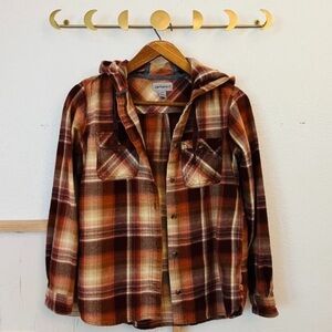 Carhartt Orange Granola Girl Cotton Button Front Hoodie Shacket